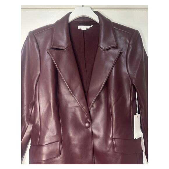 Women’s Plum Faux Leather Blazer Jacket - Picture 3 of 16